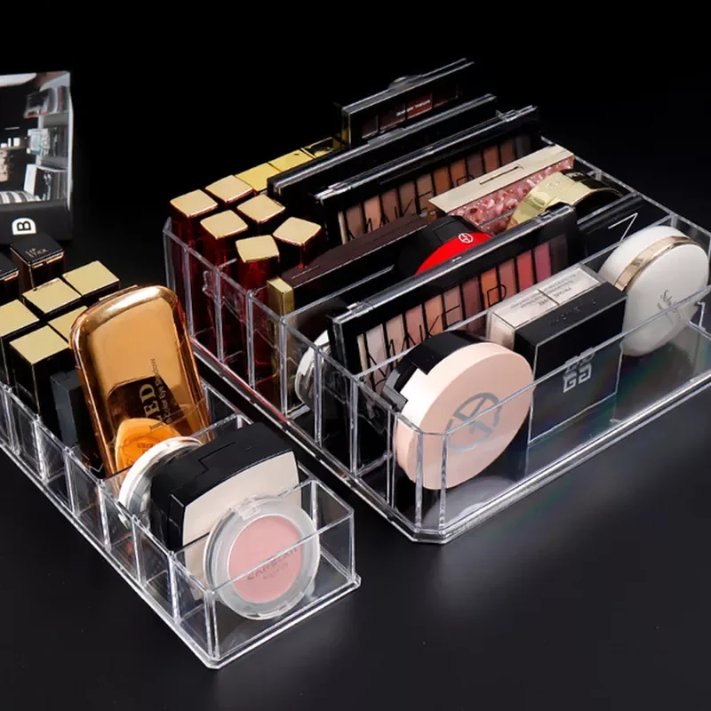 

Clear Various Compartments Makeup Organizer Cosmetic Make Up Tool Storage Box Brush Holder Blush Lipsticks Organiser Drawer Case