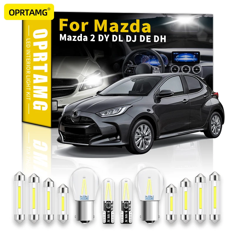 

OPRTAMG Canbus для Mazda 2 DY DL DJ DE DH 1997-2022 автомобильное светодиодное освещение для салона номерной знак комплект ламп T10 1156 C5W автомобисветильник ing