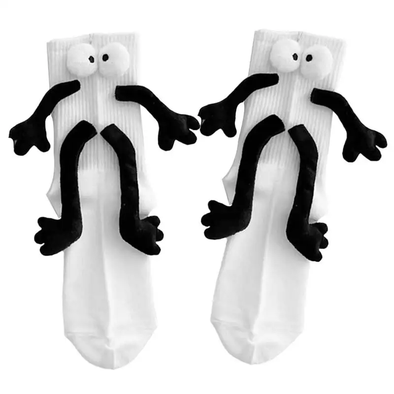 

Magnetic Hand Holding Socks Magnetic Hand Holding Mid Tube Cute Socks With Eyes Magnetic Suction 3D Doll Couple Socks Couple