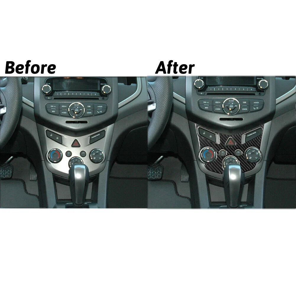 

Cover Trim Climate Control Car Accessories For Chevrolet For Sonic 12-16 Black Carbon Fiber Car Interior Universal