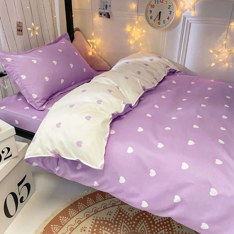 

Girls Lovely Duvet Set 200x230 Kids Gift Bedding Sets Heart Bed Cover Set Blue White Home Beddings Pink Pillowcase Blue Bedsheet