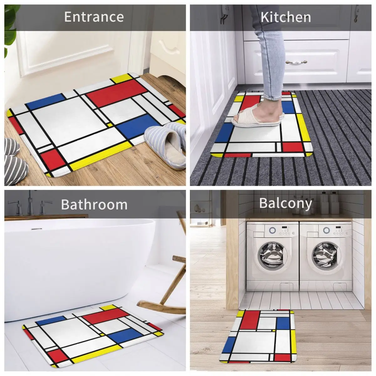 

Mondrian минималистский стильный Современный художественный ковер, Декор, 3D ковер, Придверный коврик, коврик для ванной, противоскользящий вхо...