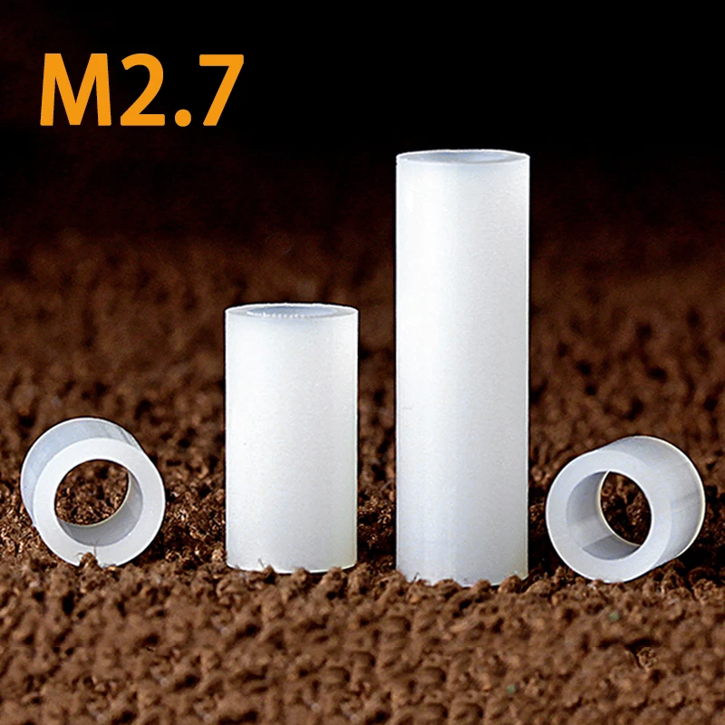 

100PCS M2.7 Length:2mm~20mm White Nylon Plastic Rround Metric Spacer PCB Hollow Standoff White NonThreaded Board