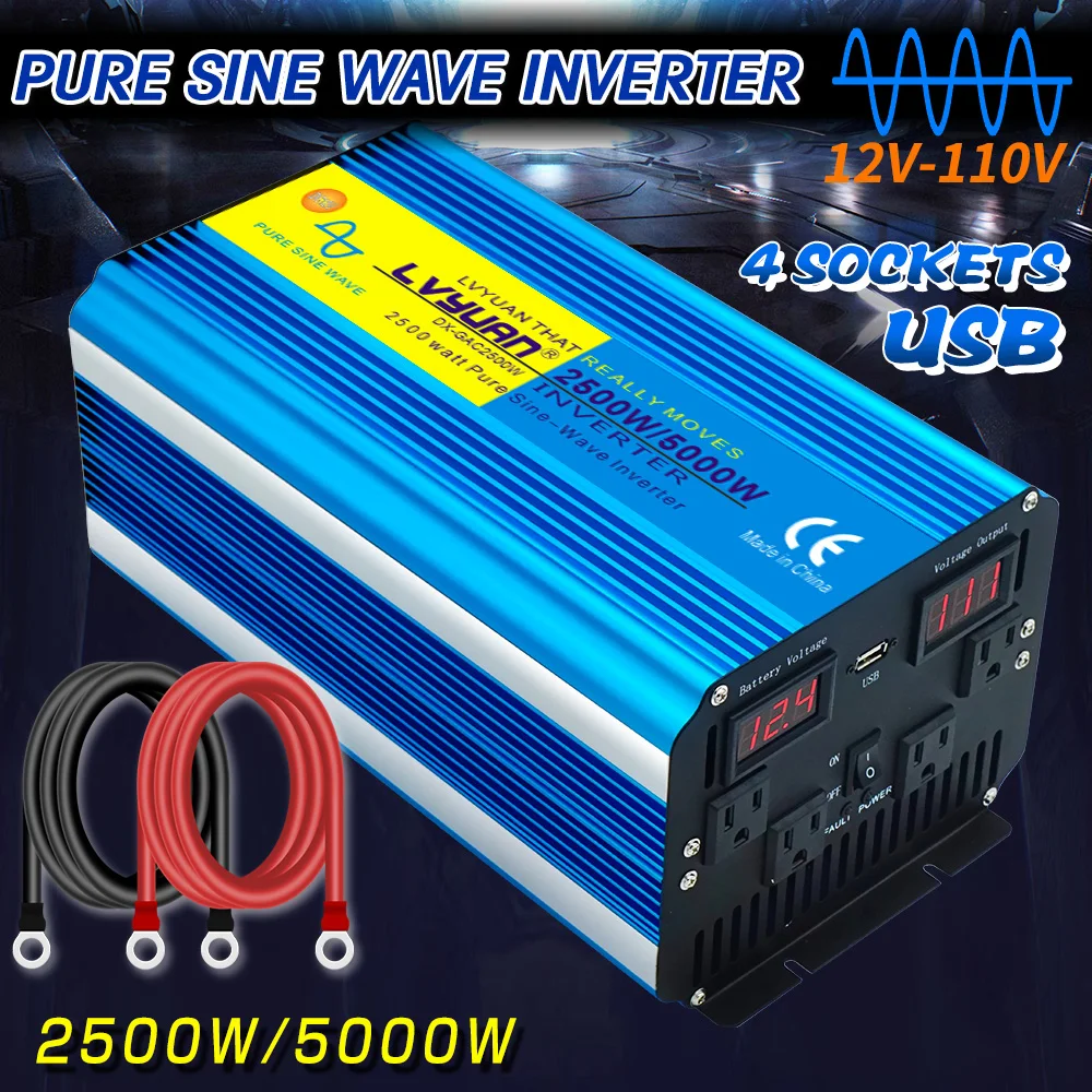 Низкая цена распродажа преобразователь 5000 Вт 12 В в 110 светодиодный дисплей