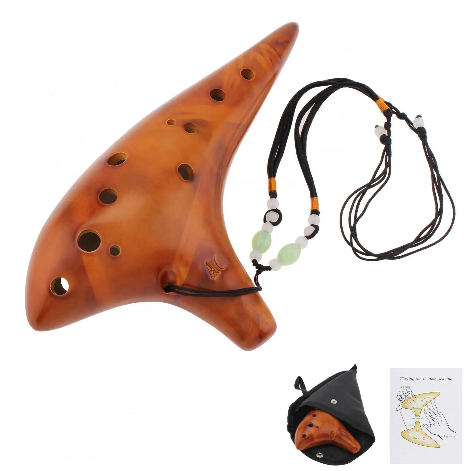 

12 Holes Alto ToneC Ceramic Ocarina for Beginners with Song Book Neck Cord Carry Bag, Good Gift Musical Instrument