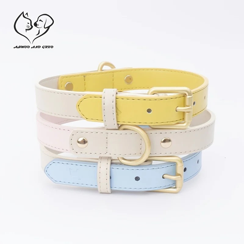 

Dog Leather Collar Ultra Fiber Leather Contrast Pet Collar Small, Medium, and Large Dog Neck Cover Cat Neck Cover