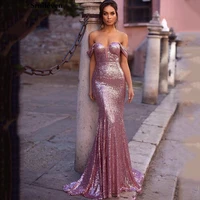 vinca sunny sexy sequins mermaid evening dress long 2023 off the shoulder formal party prom gown backless robe de soiree