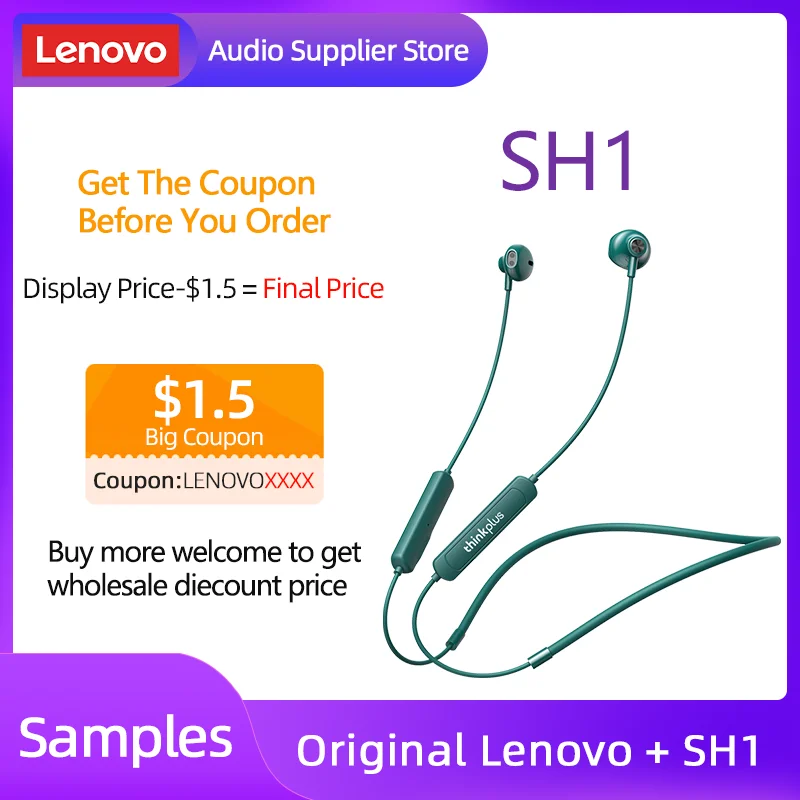 Kup Lenovo Original SH1 Słuchawki Bezprzewodowe Słuchawki Bluetooth Sportowe Słuchawki Douszne Magnetyczne Słuchawki Z Pałąkiem Na Kark Z Mikrofonem Earpods Nowość