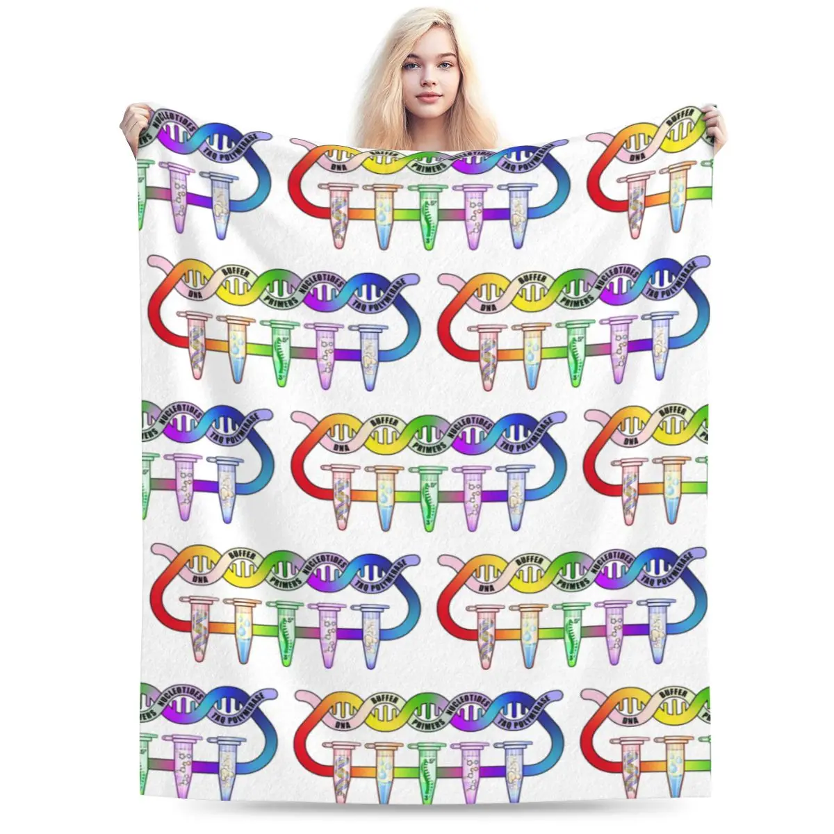 Компоненты цепной реакции полимеразы ПЦР пипетки трубки биология научные одеяла