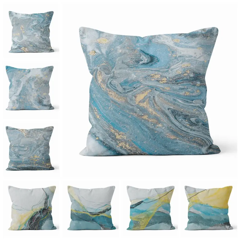 

Simple Abstract Art Blue Marble Living Room Cushion Pillowcase Decoration Sofa Pillowcase Throw Pillows Decoration For Home
