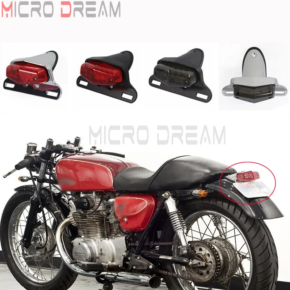 Universal Motorcycle LED Tailight For Honda Bonneville Norton Scrambler Lucas Bike Rear Light License Plate Light Tail Light