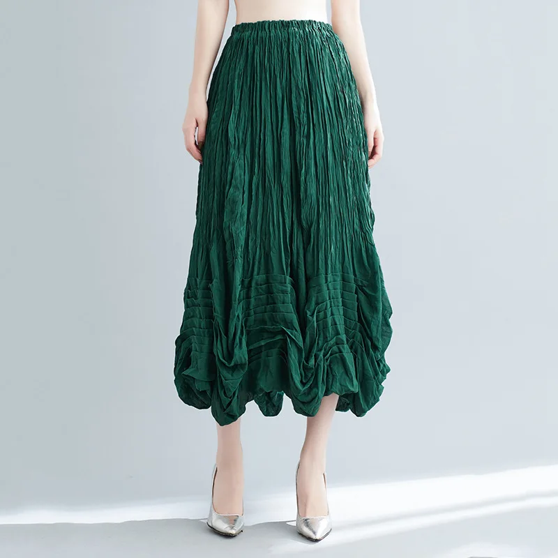 Autumn new Miyake pleated bag hips high waist slim drape skirt women's pleated skirt