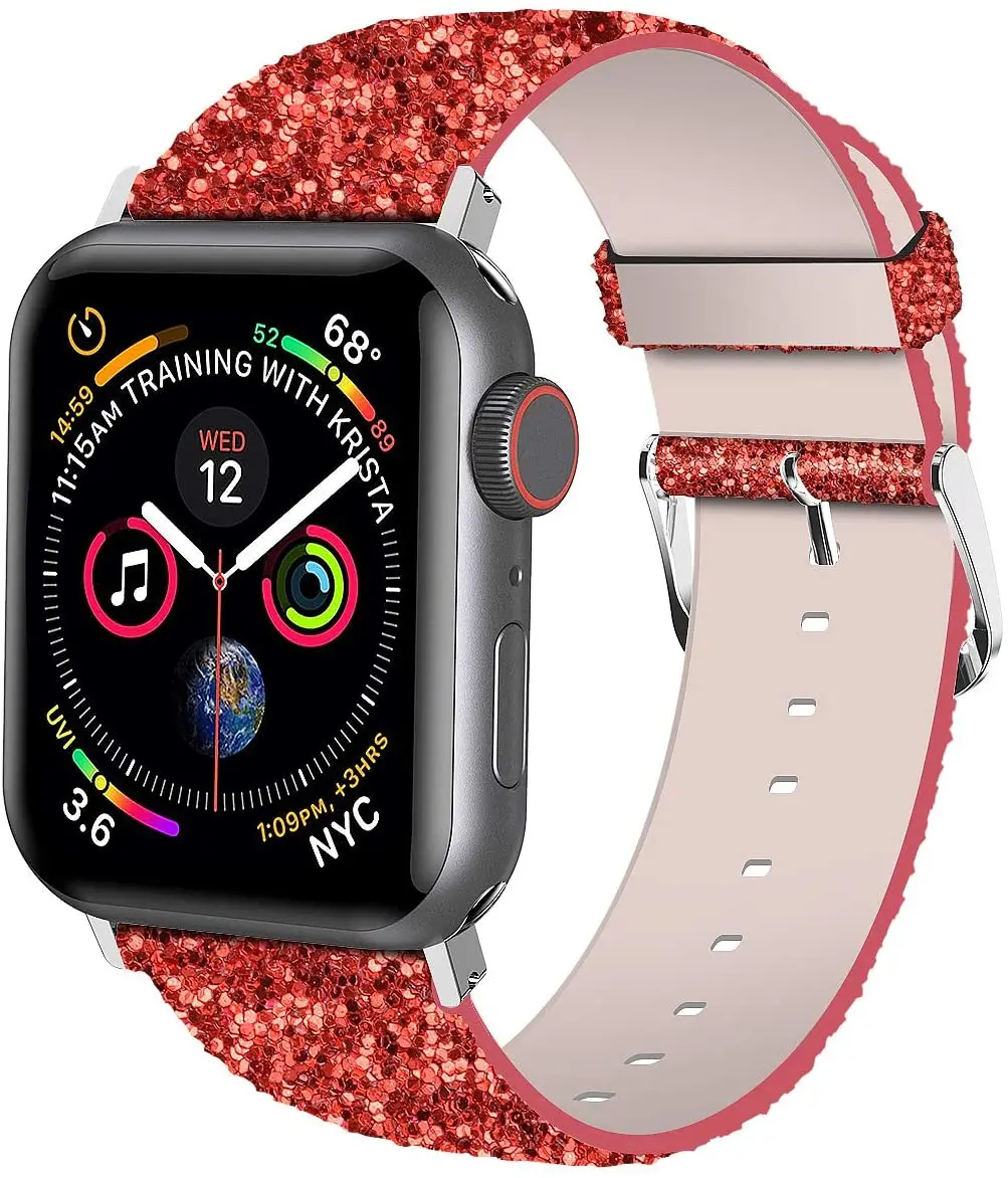 

Shiny Bling leather strap for Christmas or Wedding For Apple Watch Band Series7 6 5 4 3 SE iWatch 41mm 45mm 40mm 44mm 42mm 38mm