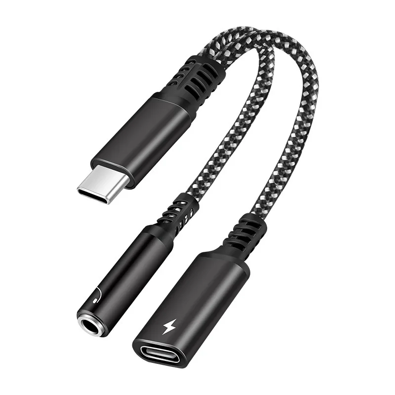 

2022 New 2 IN 1 Type C To 3.5mm Earphone Jack AUX Audio Cable Adapter Type-C to Type-C Charging Cable for All USB C Devices