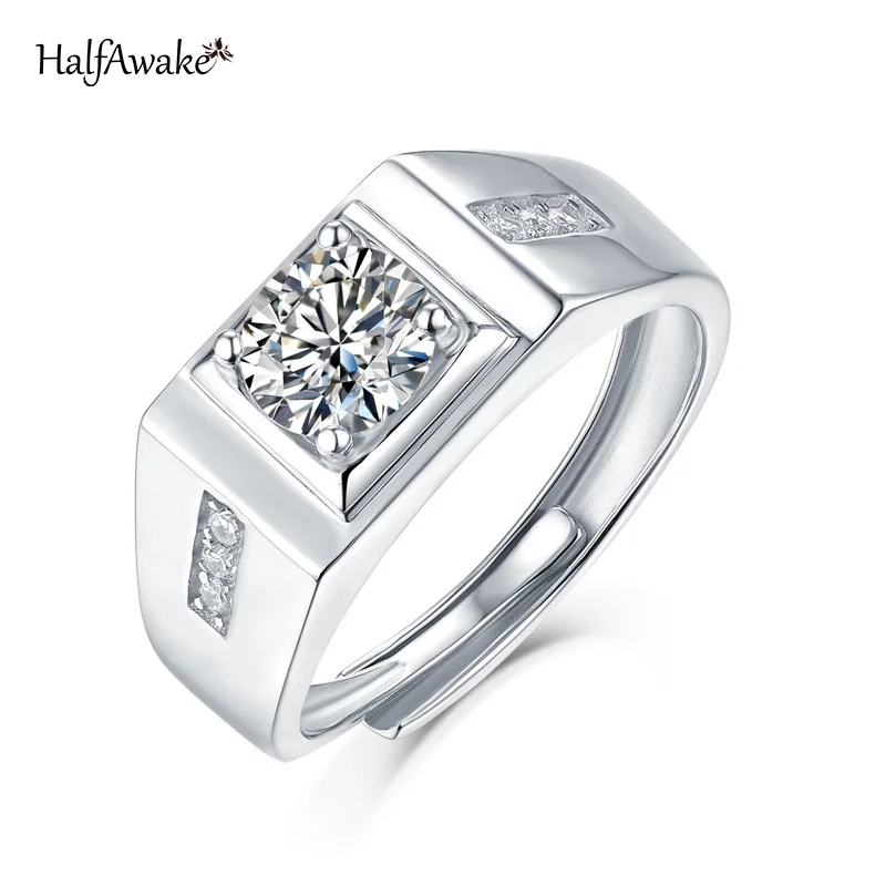 

Classy 1ct D Color Square Moissanite Dating Ring For Men 925 Sterling Silver Resizable Luxury Designer Jewelry Husband Boyfriend