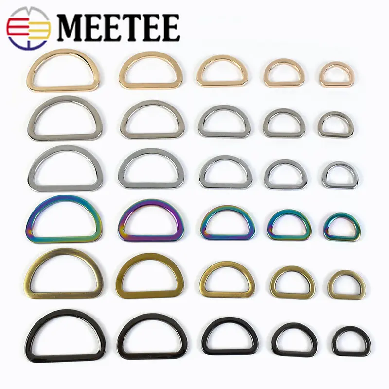 

20pc Meetee 16/20/25/32/38mm Metal O D Ring Buckles Flat Bag Purse Strap Belt Dog Collar Adjustable Buckle DIY Garment Accessory