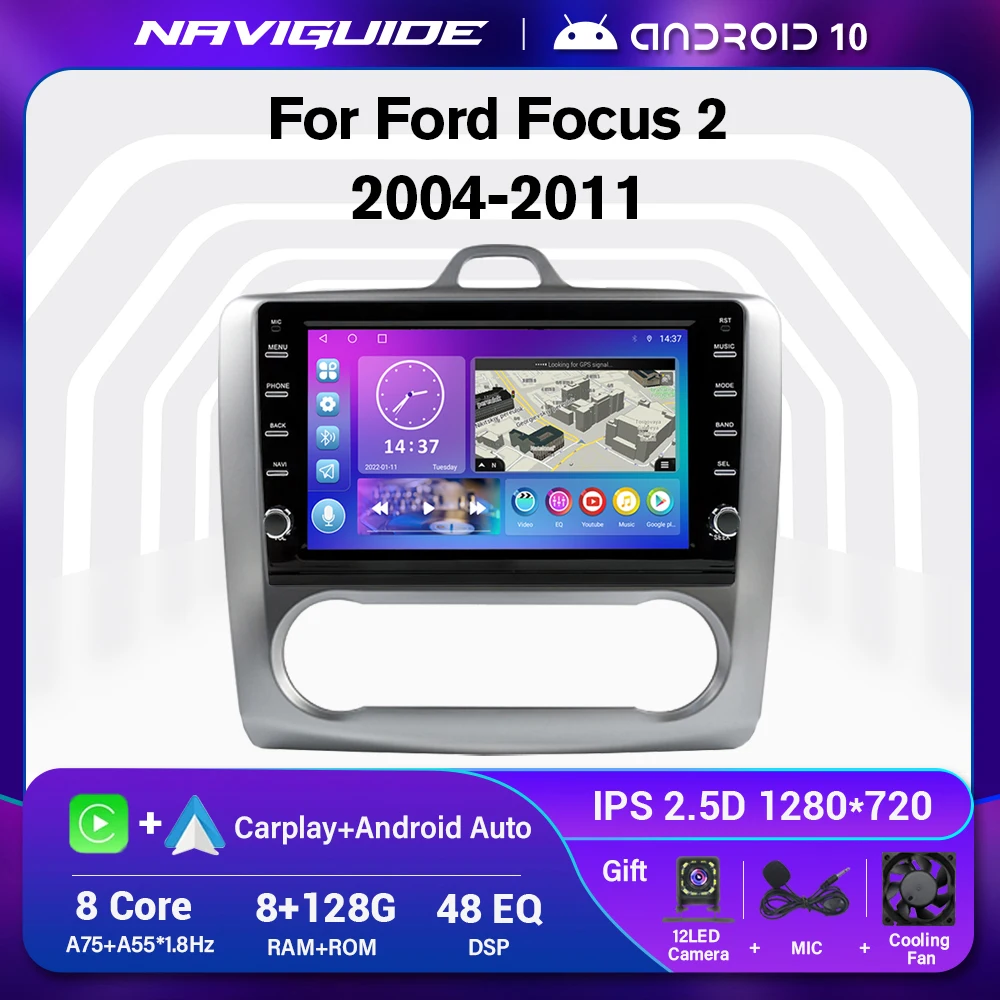 

Автомагнитола для Ford Focus 2 Mk2 AT MT 2004-2011, Android 10, 2 Din