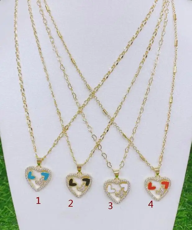 

Подвеска в форме сердца с эмалью, подвеска под золото с кубическим цирконием, подарочное Ювелирное Украшение, 1 шт., gffd5