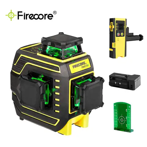 Лазерный уровень FIRECORE 3D 360, зеленый лазерный уровень, 12 линий, класс защиты IP65, лазерный приемник, магнитный штатив на 360 °