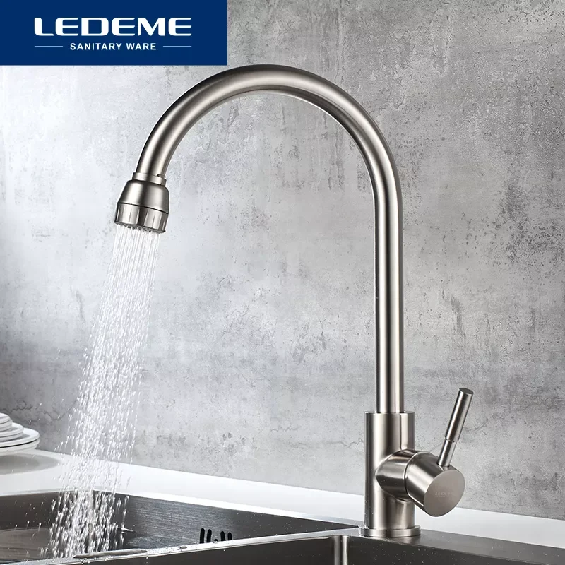

Kitchen Faucets Mixer Tap With Ceramic Crane Stainless Steel Kitchen Sink Tap Water Mixers Cold And Hot Water L74205