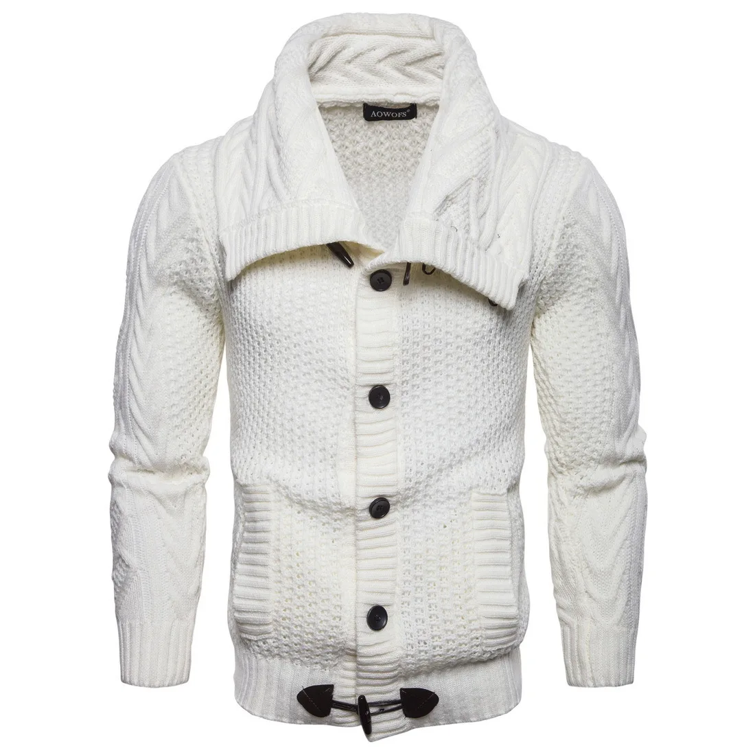 2023 Young Men's Solid Color Knit Cardigan Sweater Coat with Large Buttons Sweater for Men  Sweaters    Knitted Sweater