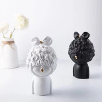 modern luxury bowknot girl resin figurines home decoration people bust storage cute gilr statue for room decor wedding gifts