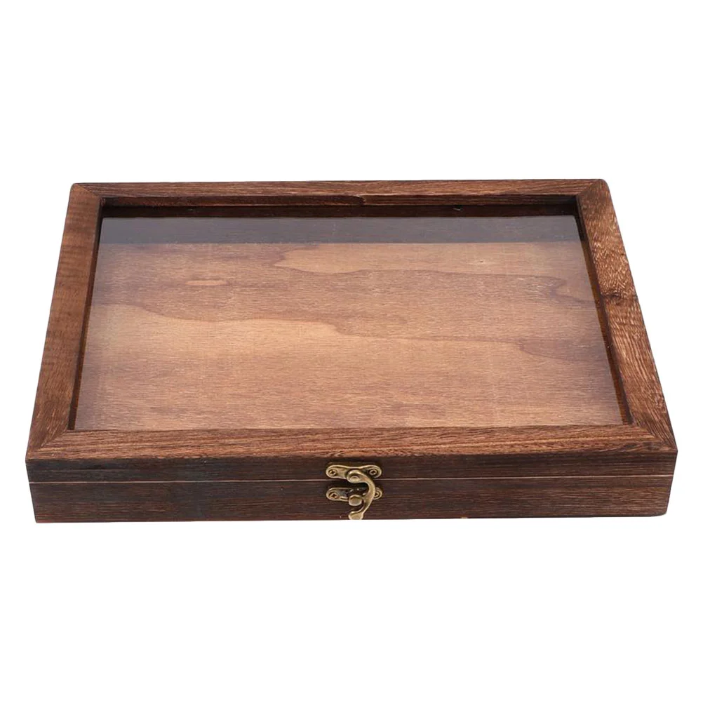 

Box Display Jewelry Case Wooden Specimen Glassinsecttray Organizer Storage Brown Metal Accessories Claspbugtransparent
