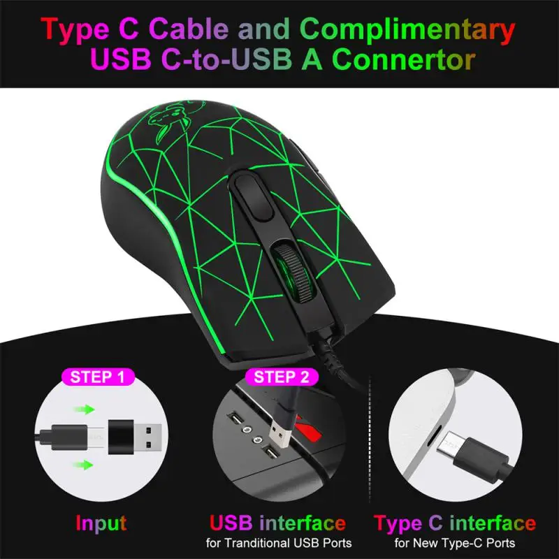 Applicable To Apple Huawei Notebook Phablet Mouse E-sports Mouse 6 Keys Photoelectric Mute Button Long Ear Rabbit Type-C Mouse