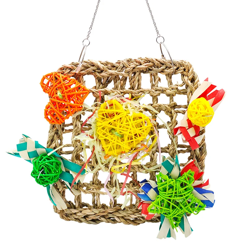 

Large Rattan Braid Parrot Swing Toy Multi-color Climb Net Cage Toys Bird Swing Chewing Safe Bird Supplies Toys