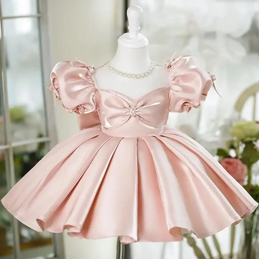 Высококачественное детское вечернее платье принцессы для крещения с бантом и