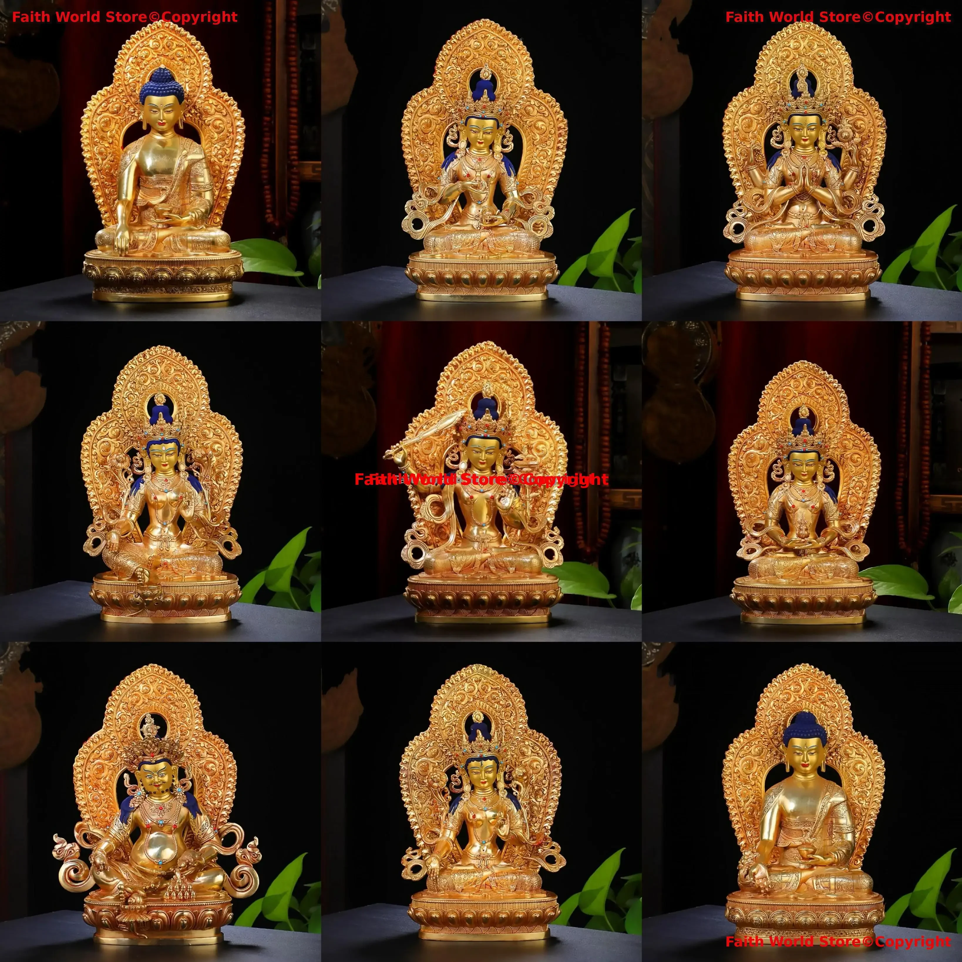 Фото Хорошая бутиковая статуя Будды Jambhala Tare Bodhisattva Manjusri Shakyamuni Phra Kring Vajrasattva Longevity Будда с подсветкой №1