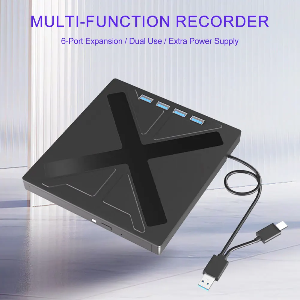 

Portable CD DVD Burner Compatible with Win Mac OS CD/DVD Player USB3.0 Type-C CD Reader Rewriter TF Micro SD for MacBook Laptop