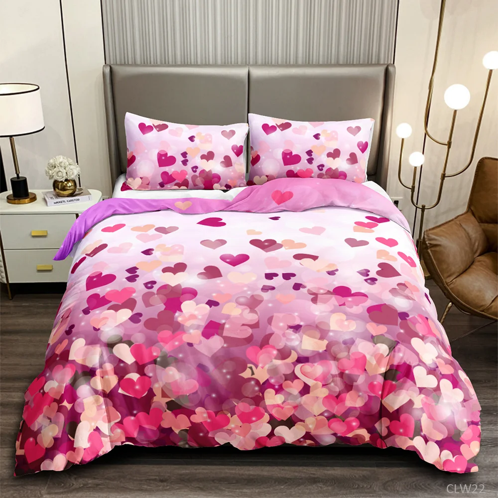 

Романтический Комплект постельного белья с рисунком красной розы, пододеяльник для взрослых и подростков, стеганое одеяло с цветочной тема...
