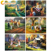chenistory acrylic painting by numbers handmade paint kit kids in countryside for adults coloring by number gift home decor artw