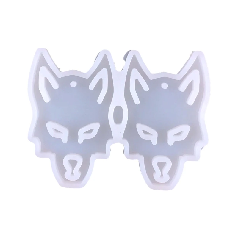 

69HB Rabbit Wolf Keychain Silicone Mold with Hole Earrings Pendant Handmade Mold for Valentine's Day Gift Jewelry Making