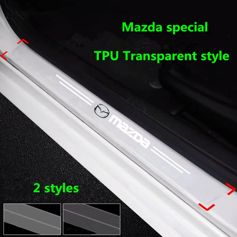 

For Mazda 3 6 2 CX8 CX5 CX9 MX5 Carbon fiber TPU Threshold strip transparent door sill bar trunk protection strip Car Accessorie