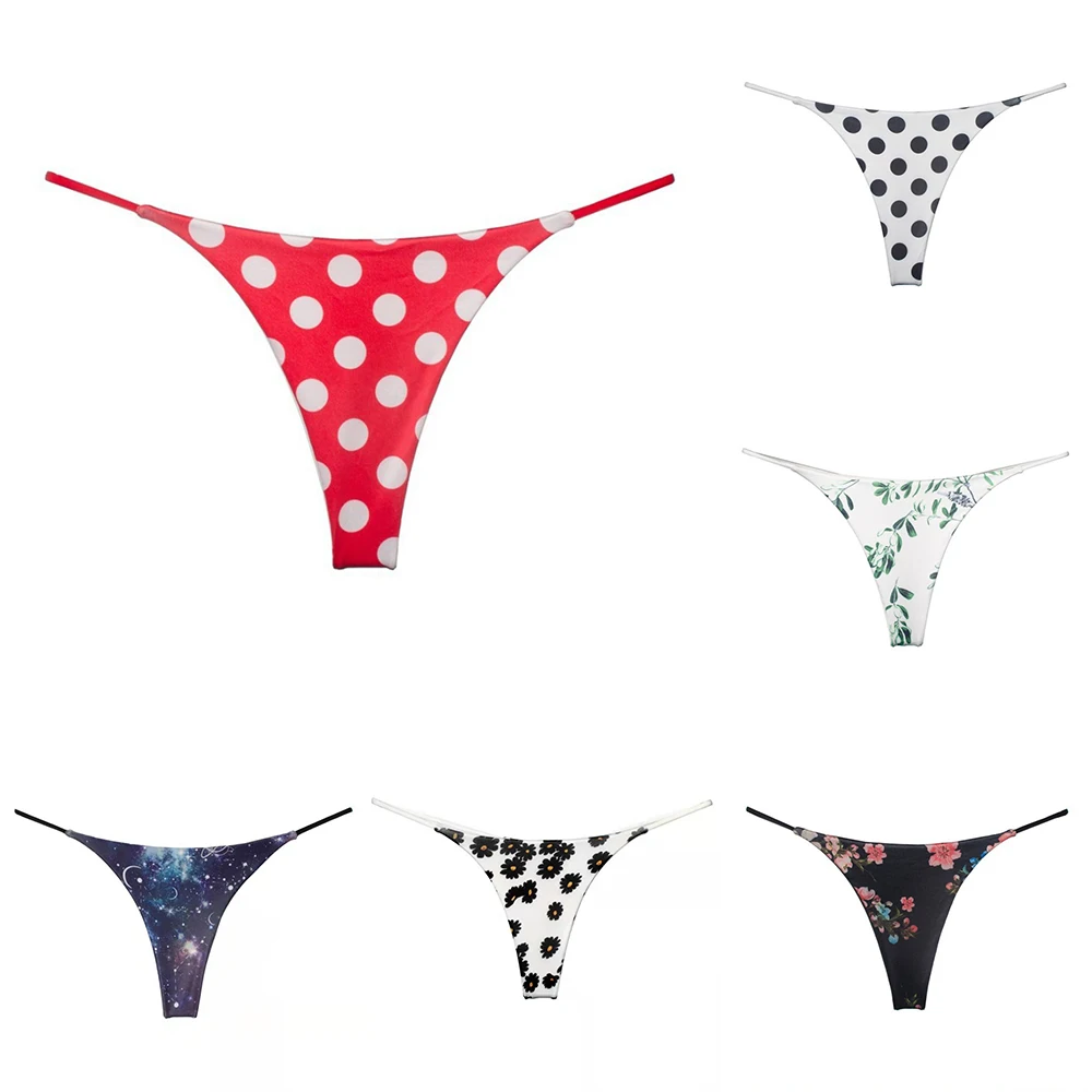 

Women Sexy Print Low Rise Ultra Thin Seamless G-String Bikini Thong Skin-Friendly Seamless Panties Lingerie Underwear