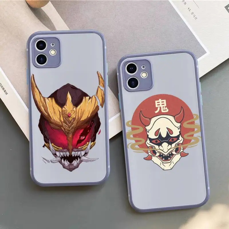 

MaiYaCa Samurai Oni Mask Phone Case for iPhone X XR XS 7 8 Plus 11 12 13 pro MAX 13mini Translucent Matte Case