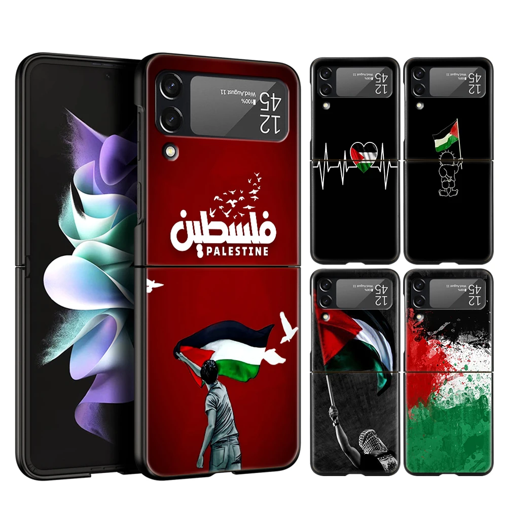 

Palestine Flag Hard PC Phone Case For Samsung Galaxy Z Flip Black Cover For Galaxy Z Flip 3 5G Foldable Shockproof Case Fundas