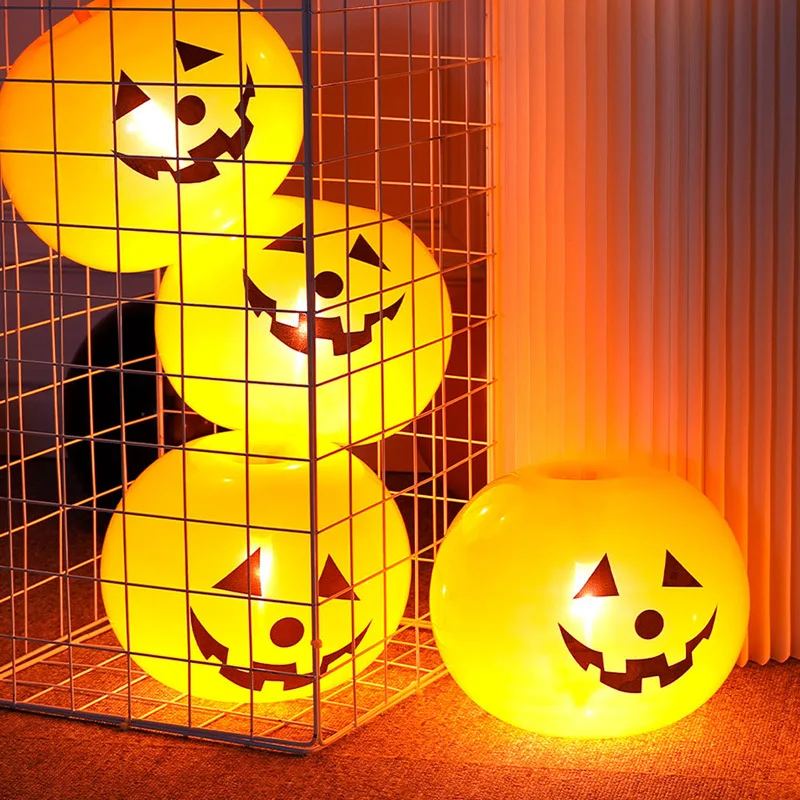 

20PCS Halloween Pumpkin Balloons Lantern LED Pumpkin Ghost Festival Indoor Outdoor Party Atmosphere Decorations Children's Toys
