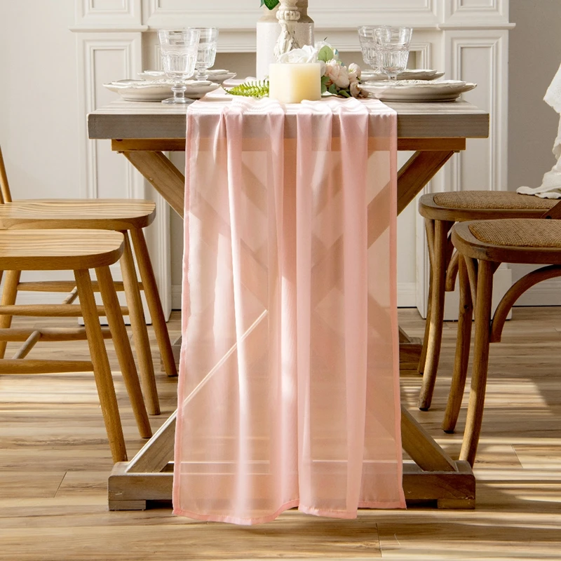 Chiffon Table Runner Wedding Decoration Tablecloth Bridal Shower Banquets Dinner Table Runners Birthday Party Supplies 70X300CM