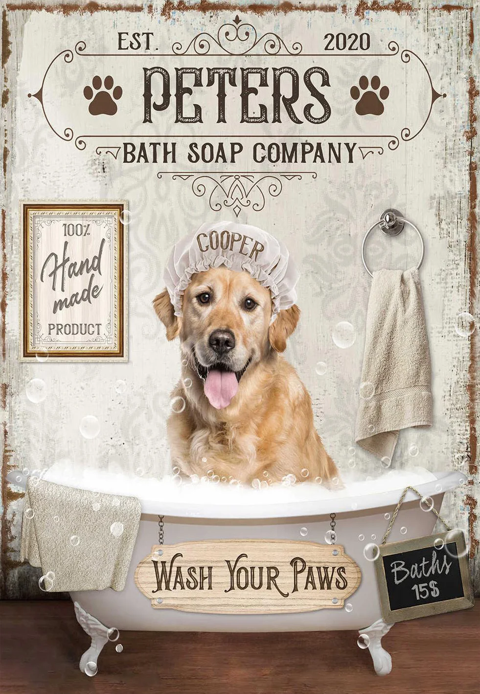 Золотистый ретривер лучшая Пицца в городе винтажная Веселая собака