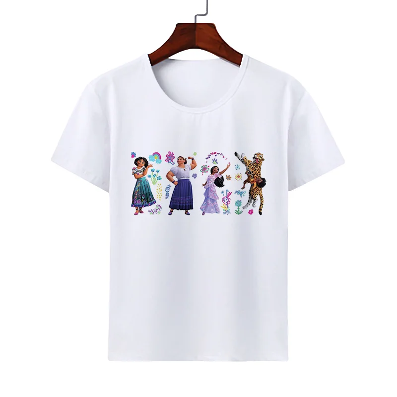 Купи Cartoon Printed Leisure T Shirt ENCANTO Women Tee White T-shirt Fashion Men's Tops Tshirt Summer Costume XS S M L XL 2XL 3XL за 629 рублей в магазине AliExpress