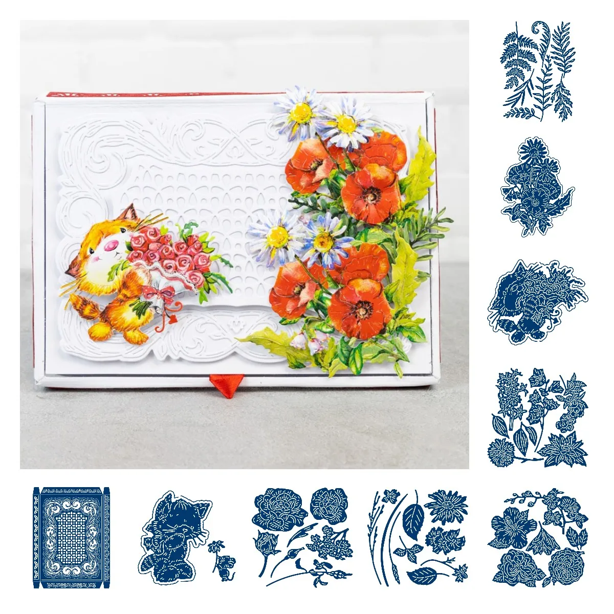 

2023 New Christmas Flowers Grass Leaves Series Cutting Dies Scrapbook Diary Decoration Stencil Embossing Template DIY Card