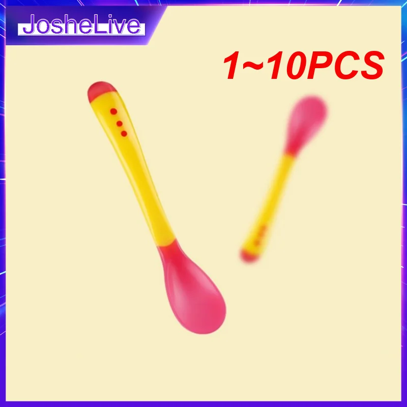 

1~10PCS 3Colors Temperature Sensing Spoon for Kids Boys Baby Silicone Spoon Fork Feeding Baby Spoons Toddler Flatware