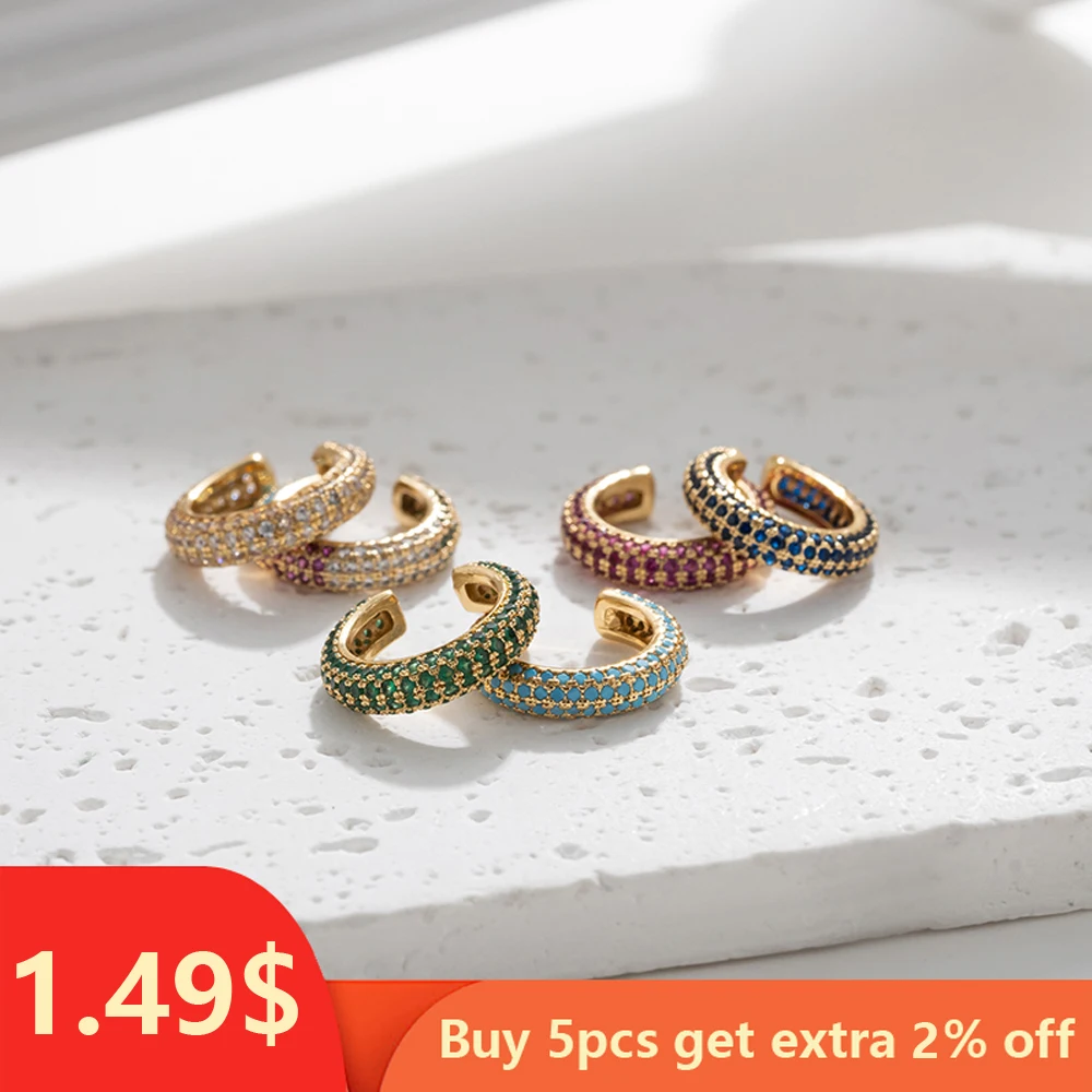 BenS C-образные ушные манжеты латунные CZ камни клипсы для ушей золотого цвета