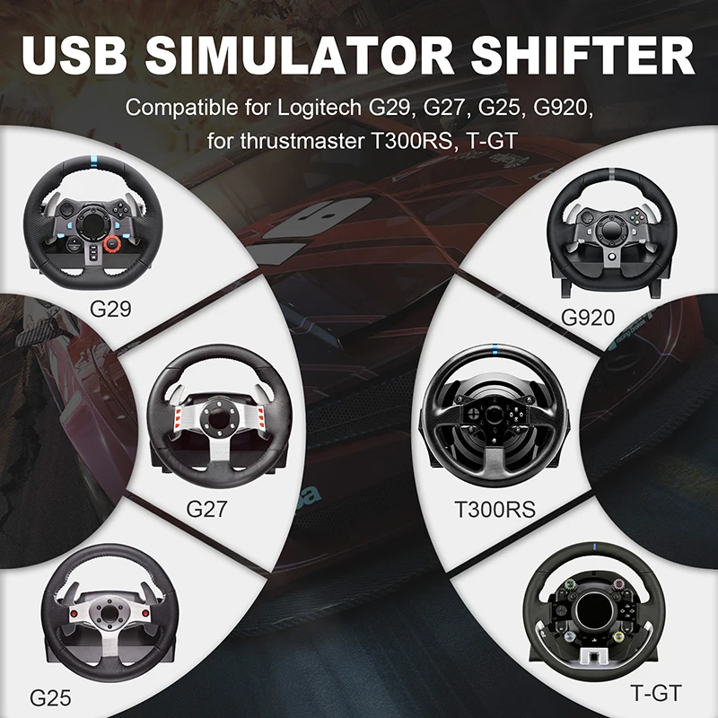 Фото Рычаг переключения передач H-типа для Logitech G29 G25 G27 G920, Thrustmaster T300RS/GT, USB для ПК, для симуляторов гонок №5