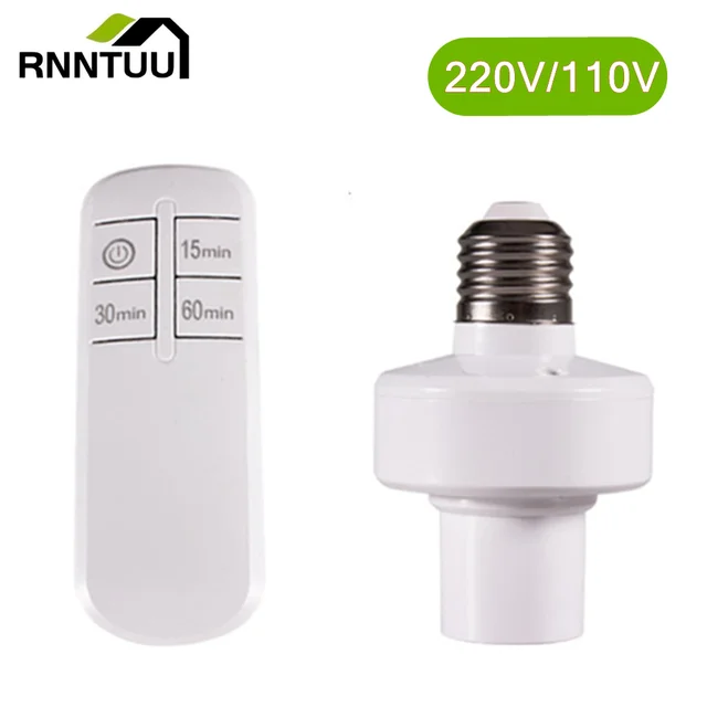RnnTuu E27 Lamp Bases Wireless Remote Control lamp Holder With Remote Timer Switch Socket 220V/110V Smart Device For LED Bulb 1
