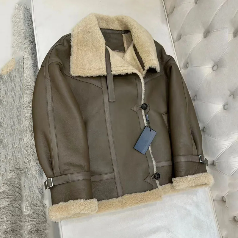 

Женское зимнее пальто, новинка 2023, модная одежда с отложным воротником, короткая длинная толстая теплая куртка из натурального овечьего меха