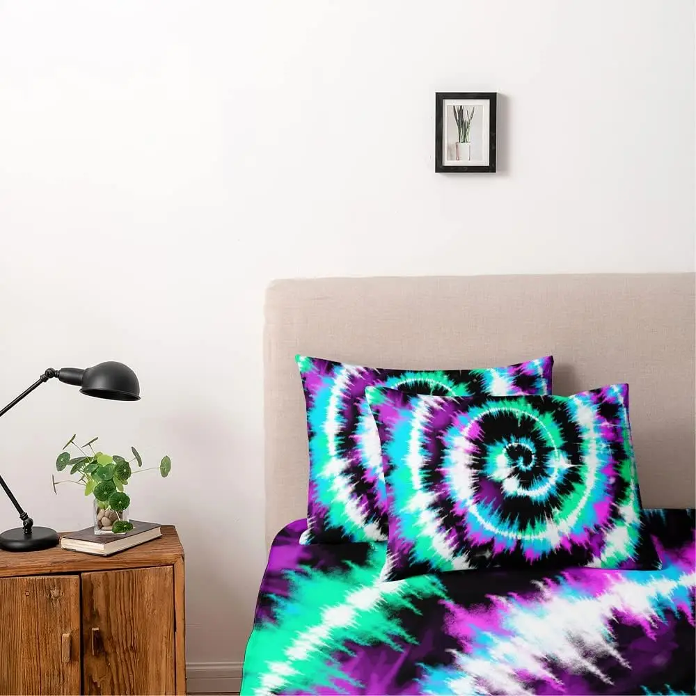 Комплект постельного белья Tie dye фиолетовый синий 3 шт.